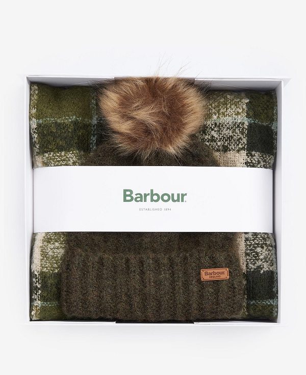 Barbour Saltburn Beanie & Tartan Scarf Gift Set Flerfarvede | BABO90028