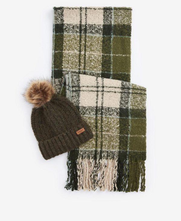 Barbour Saltburn Beanie & Tartan Scarf Gift Set Flerfarvede | BABO90028