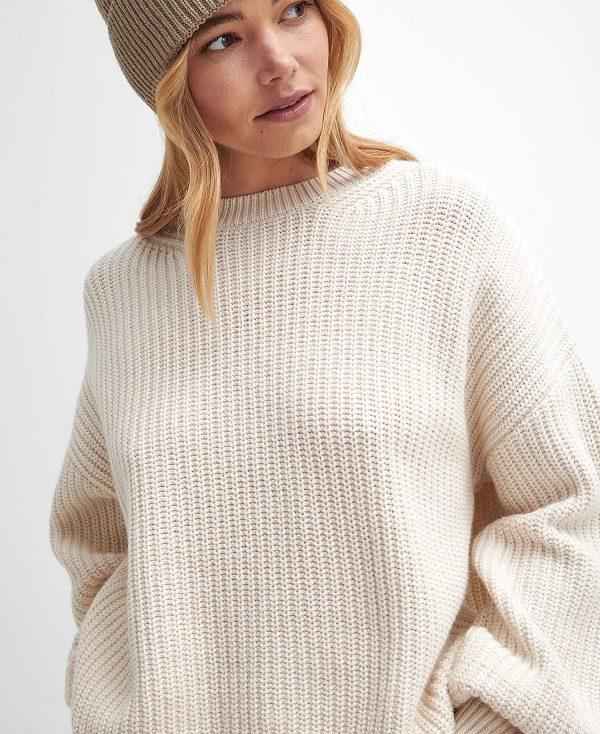 Barbour Scarlett Crew Neck Jumper Beige | BABO89746