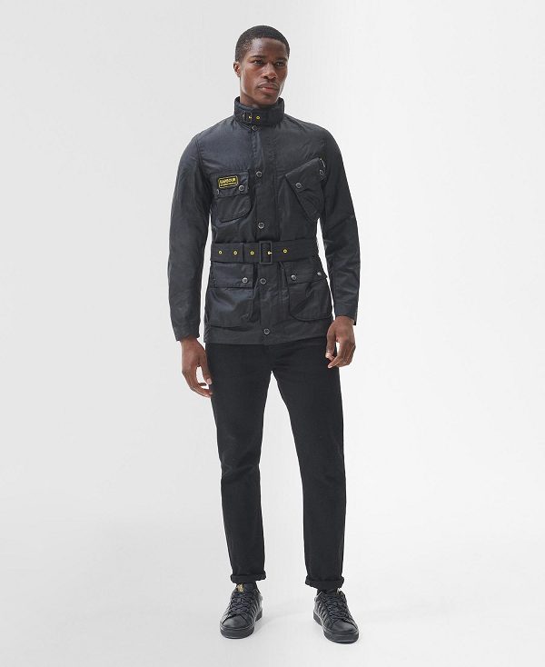 Barbour Slim International Wax Jacket Sort | BABO87174