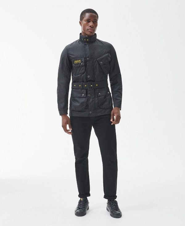 Barbour Slim International Wax Jacket Sort | BABO87174