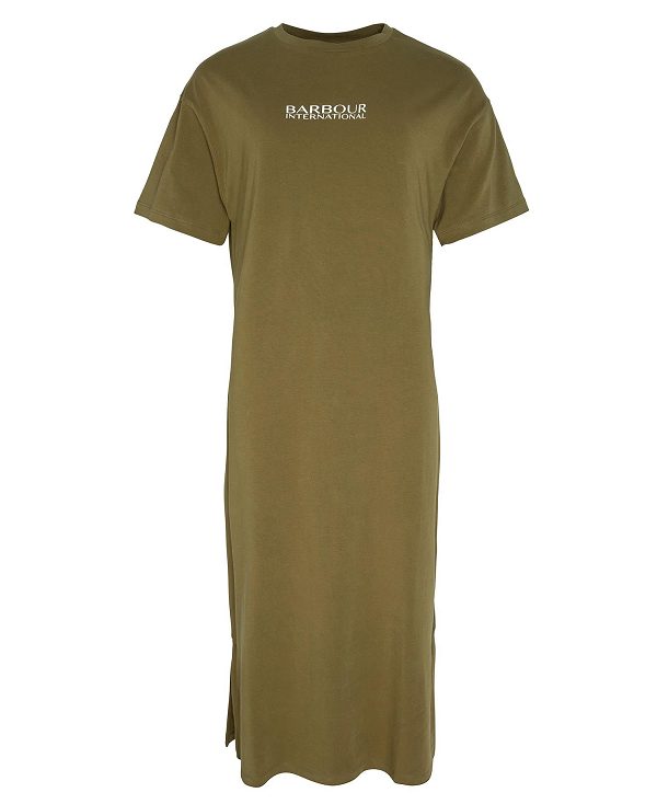 Barbour Sofia Midi Dress Khaki | BABO89628