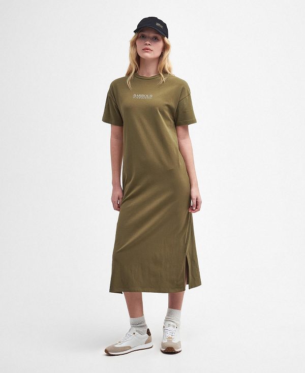 Barbour Sofia Midi Dress Khaki | BABO89628