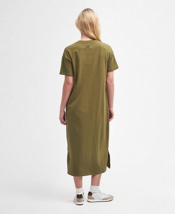 Barbour Sofia Midi Dress Khaki | BABO89628