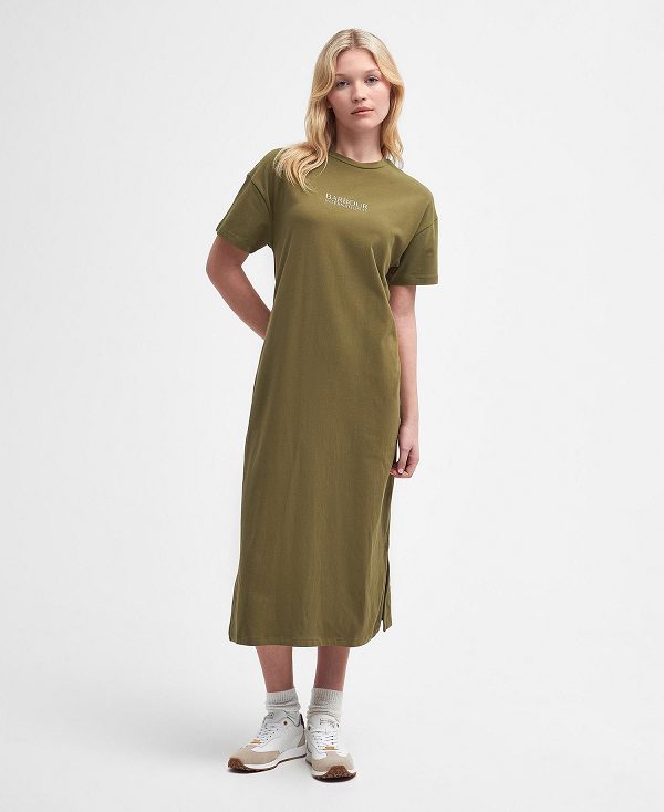 Barbour Sofia Midi Dress Khaki | BABO89628