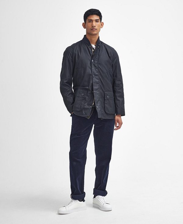 Barbour Sports Neck Ashby Waxed Jacket Mørkeblå | BABO87234