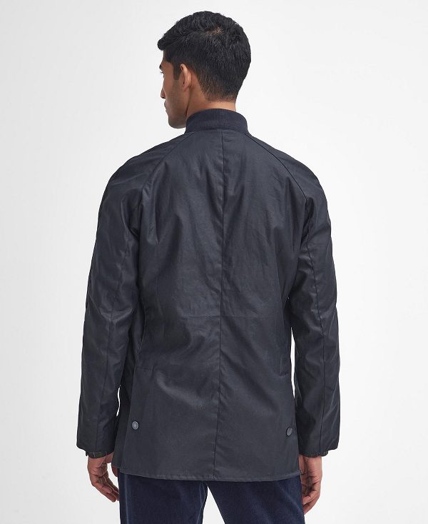 Barbour Sports Neck Ashby Waxed Jacket Mørkeblå | BABO87234