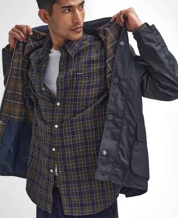 Barbour Sports Neck Ashby Waxed Jacket Mørkeblå | BABO87234