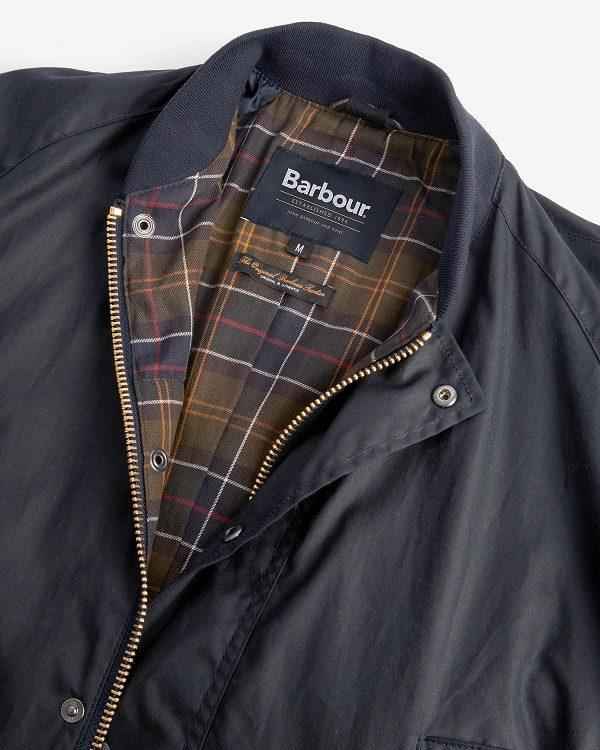 Barbour Sports Neck Ashby Waxed Jacket Mørkeblå | BABO87234