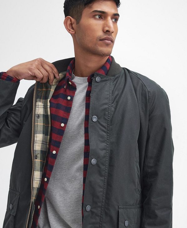 Barbour Sports Neck Ashby Waxed Jacket Sort | BABO87220