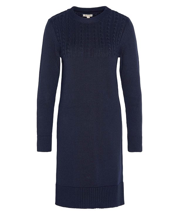 Barbour Stitch Guernsey Knitted Dress Mørkeblå | BABO89649