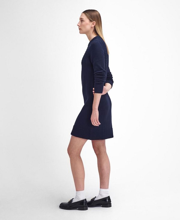 Barbour Stitch Guernsey Knitted Dress Mørkeblå | BABO89649