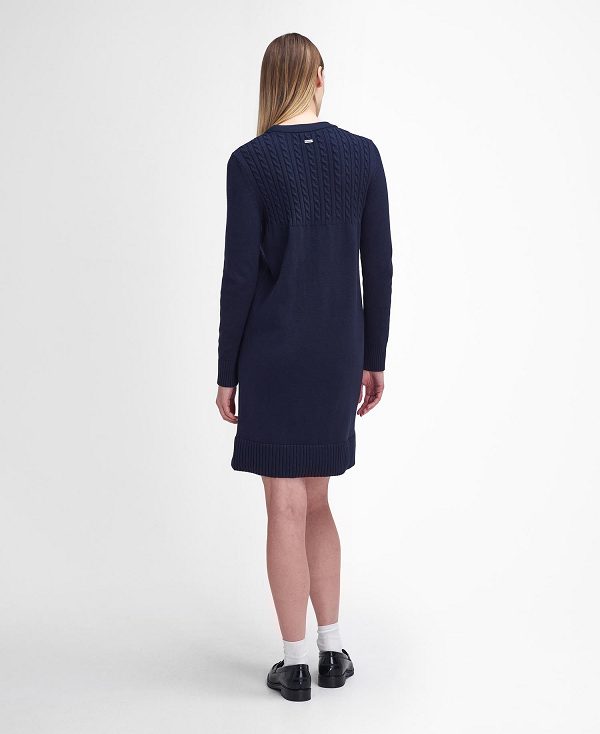 Barbour Stitch Guernsey Knitted Dress Mørkeblå | BABO89649