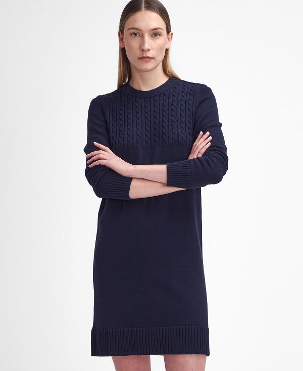 Barbour Stitch Guernsey Knitted Dress Mørkeblå | BABO89649