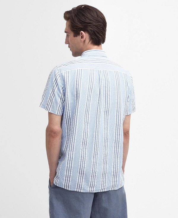 Barbour Stonebay Regular Short-sleeved Striped Shirt Blå | BABO87787