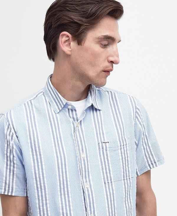 Barbour Stonebay Regular Short-sleeved Striped Shirt Blå | BABO87787