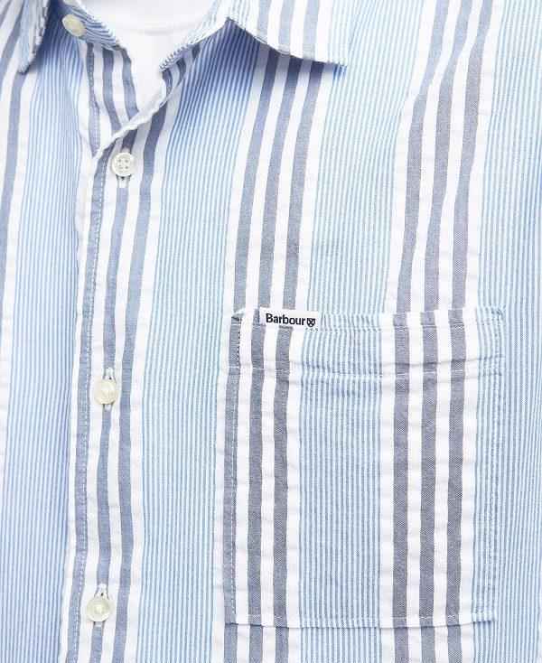 Barbour Stonebay Regular Short-sleeved Striped Shirt Blå | BABO87787