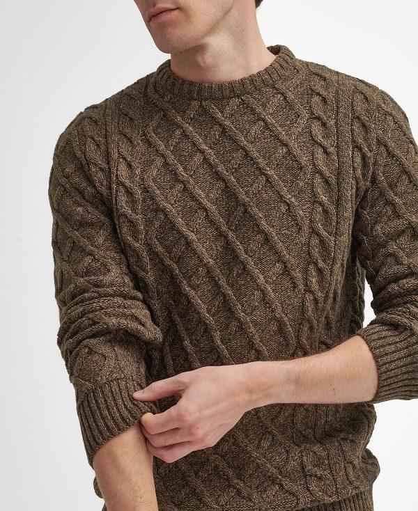 Barbour Stowford Cable-knit Crew Neck Jumper Grøn | BABO88661