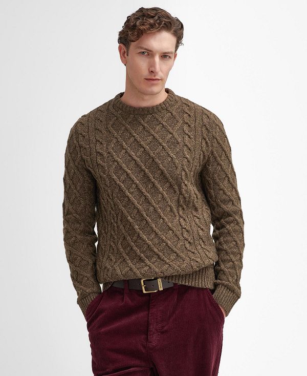 Barbour Stowford Cable-knit Crew Neck Jumper Grøn | BABO88661