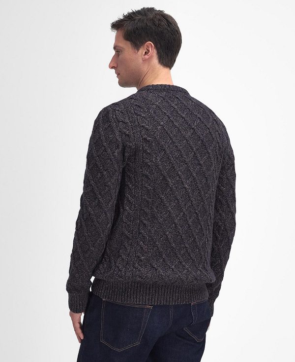 Barbour Stowford Cable-knit Crew Neck Jumper Mørkeblå | BABO88688