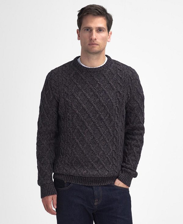 Barbour Stowford Cable-knit Crew Neck Jumper Mørkeblå | BABO88688