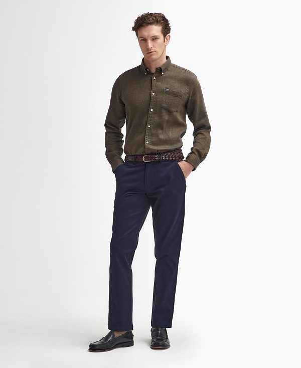 Barbour Suede Sateen Tailored Trousers Mørkeblå | BABO88804