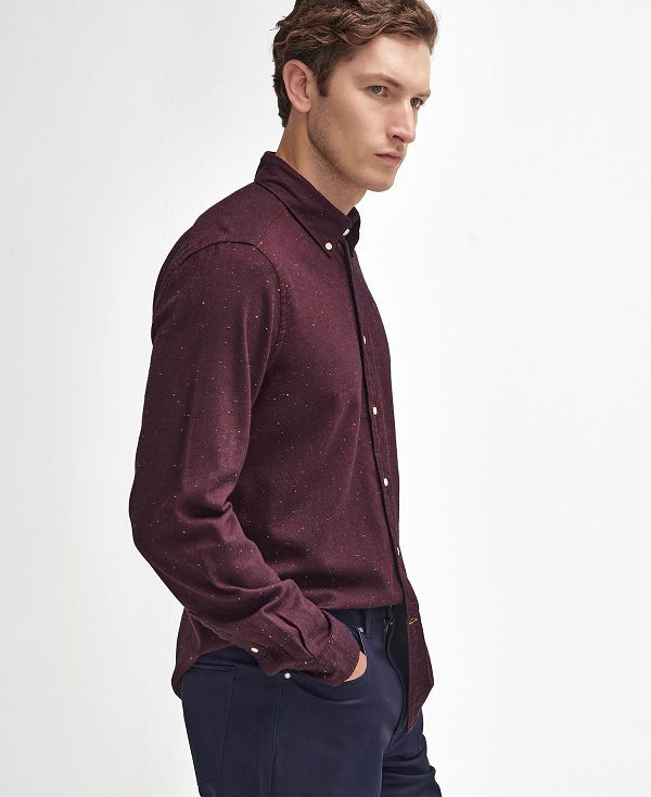 Barbour Tainsbury Tailored Long Sleeved Shirt Bordeaux | BABO87863