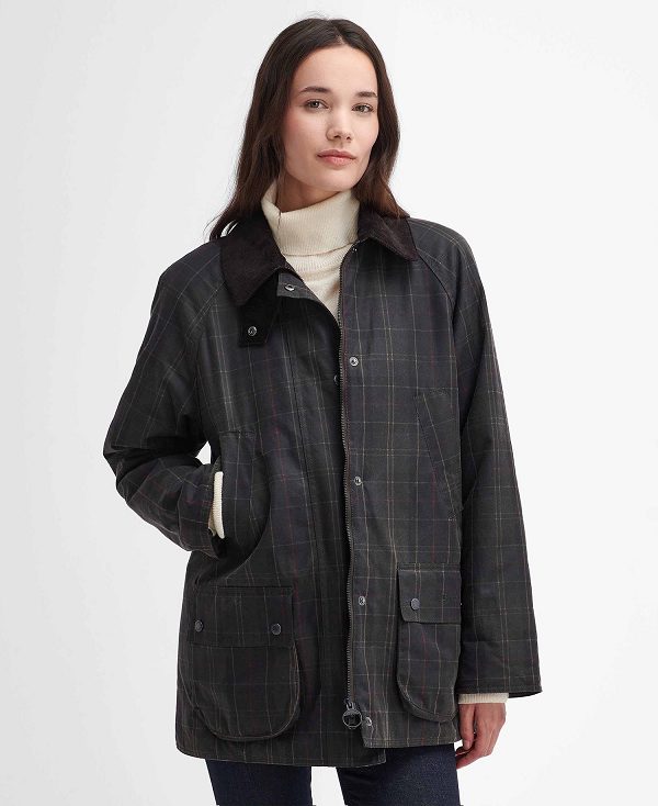 Barbour Tartan Ashby Waxed Jacket Sort | BABO89205