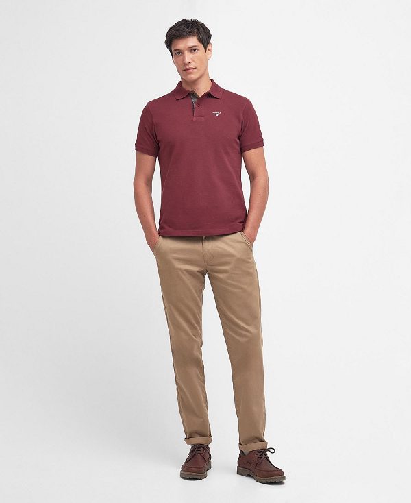 Barbour Tartan Pique Polo Shirt Bordeaux | BABO88139