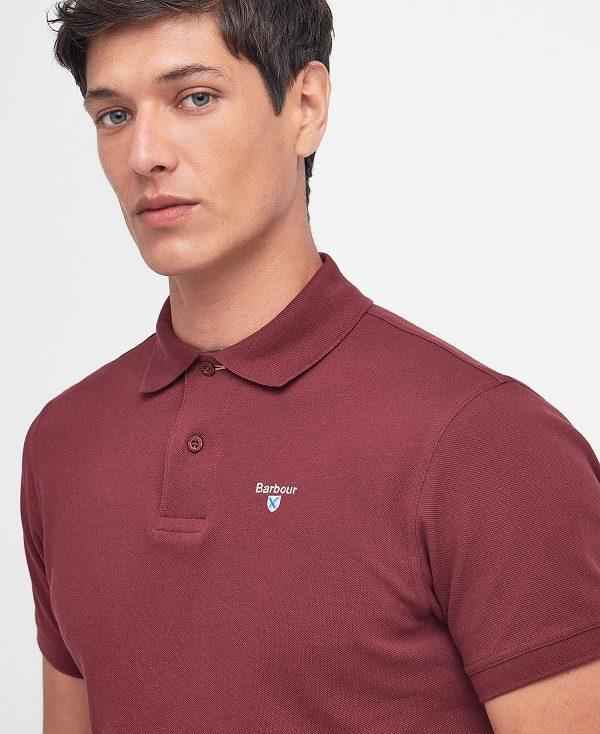 Barbour Tartan Pique Polo Shirt Bordeaux | BABO88139