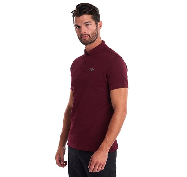 Barbour Tartan Pique Polo Shirt Bordeaux | BABO88139