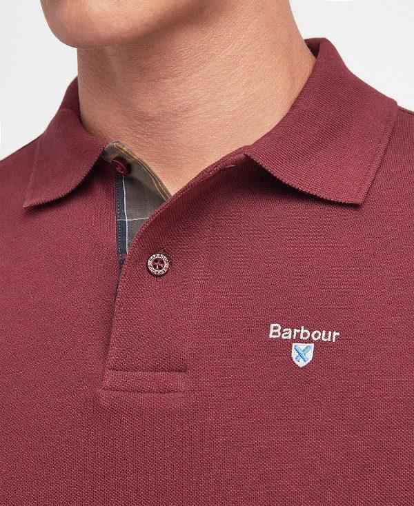 Barbour Tartan Pique Polo Shirt Bordeaux | BABO88139