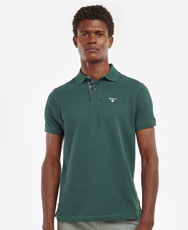 Barbour Tartan Pique Polo Shirt Grøn | BABO88117