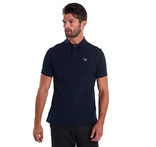 Barbour Tartan Pique Polo Shirt Mørkeblå | BABO88167