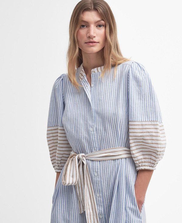 Barbour Thea Striped Shirt Dress Flerfarvede Striber | BABO89624