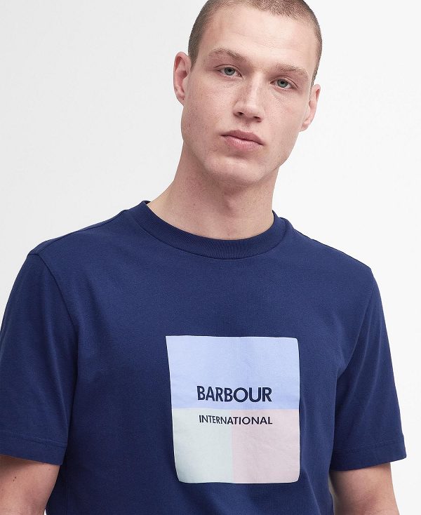 Barbour Triptych Graphic T-shirt Mørkeblå | BABO88328