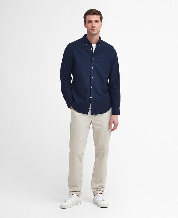 Barbour Twillbridge Tailored Long-sleeved Shirt Mørkeblå | BABO87880