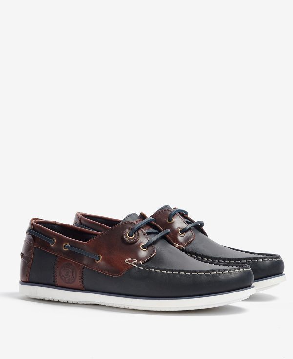 Barbour Wake Boat Shoes Mørkeblå Brune | BABO88908