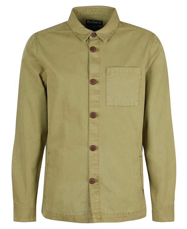 Barbour Washed Cotton Overshirt Olivengrøn | BABO87592