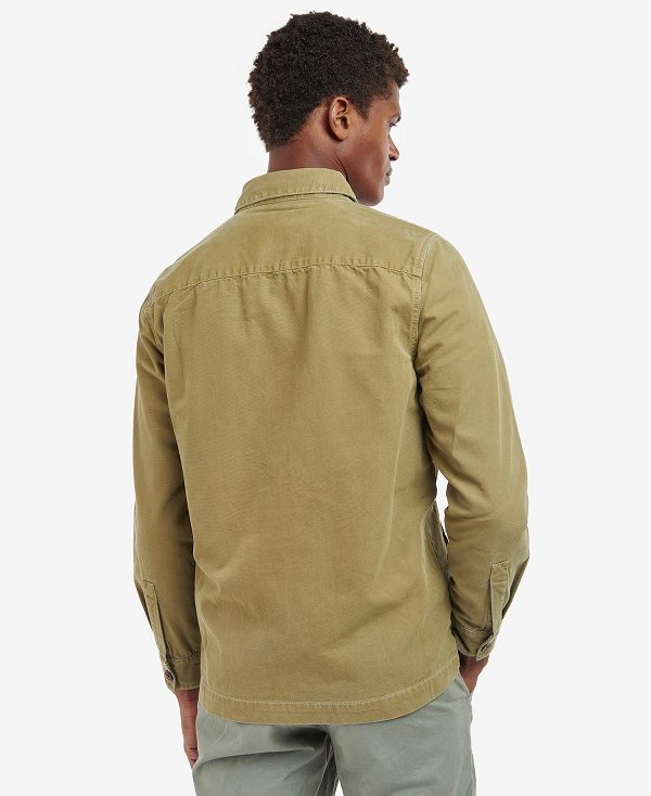 Barbour Washed Cotton Overshirt Olivengrøn | BABO87592