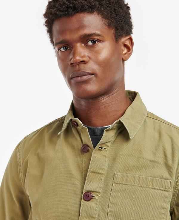 Barbour Washed Cotton Overshirt Olivengrøn | BABO87592