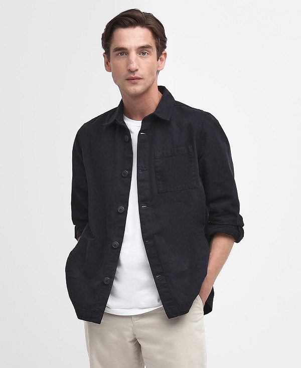 Barbour Washed Cotton Overshirt Sort | BABO87962