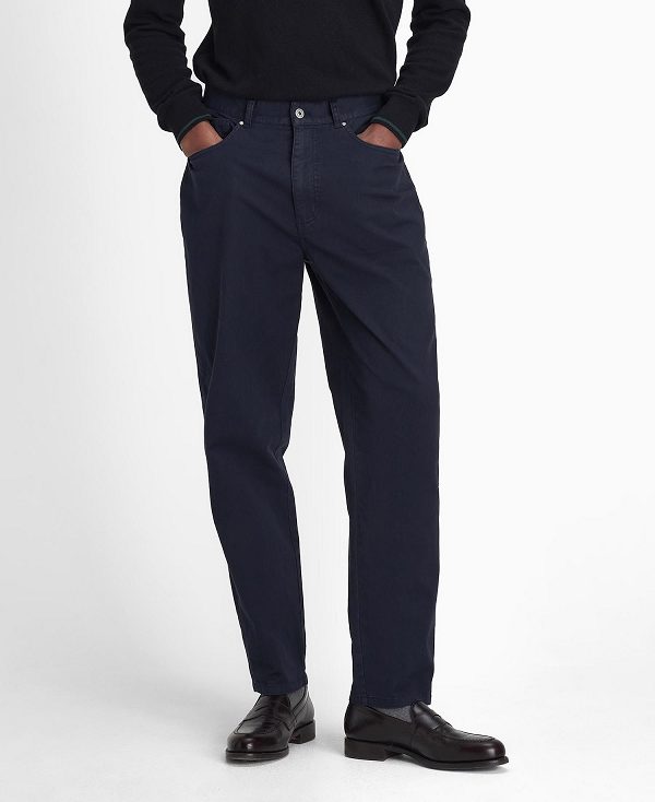 Barbour Washed Stretch Regular Trousers Mørkeblå | BABO88820