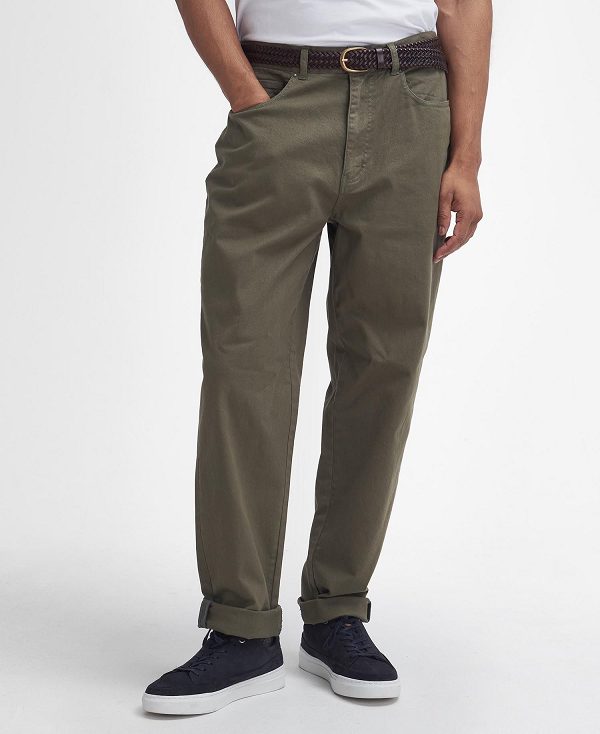 Barbour Washed Stretch Regular Trousers Grøn | BABO88829