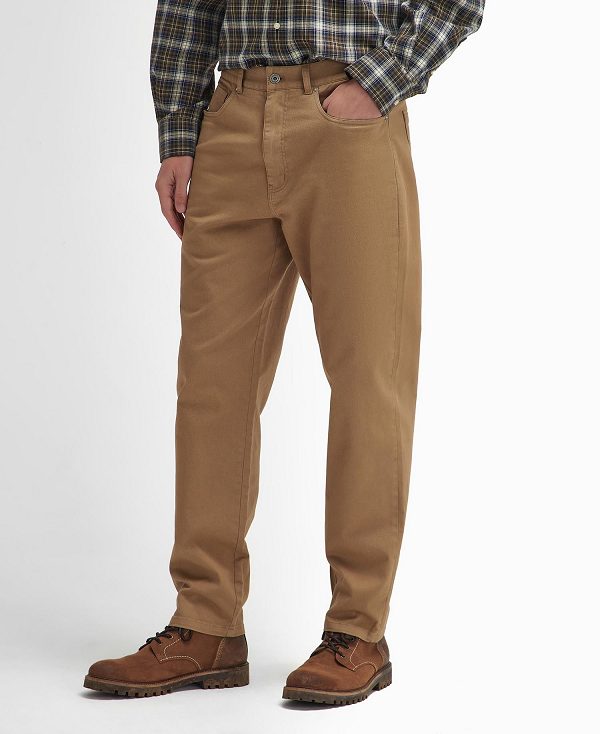 Barbour Washed Stretch Regular Trousers Brune | BABO88835