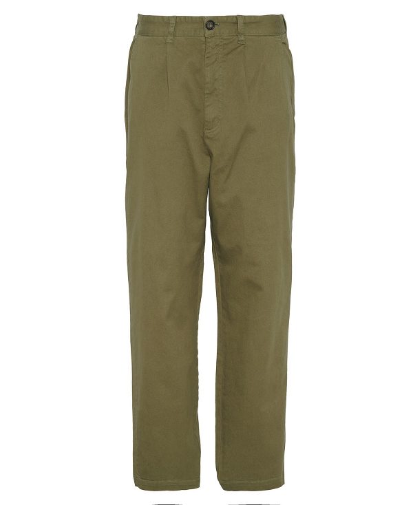 Barbour Washed Stretch Relaxed Trousers Grøn | BABO88837