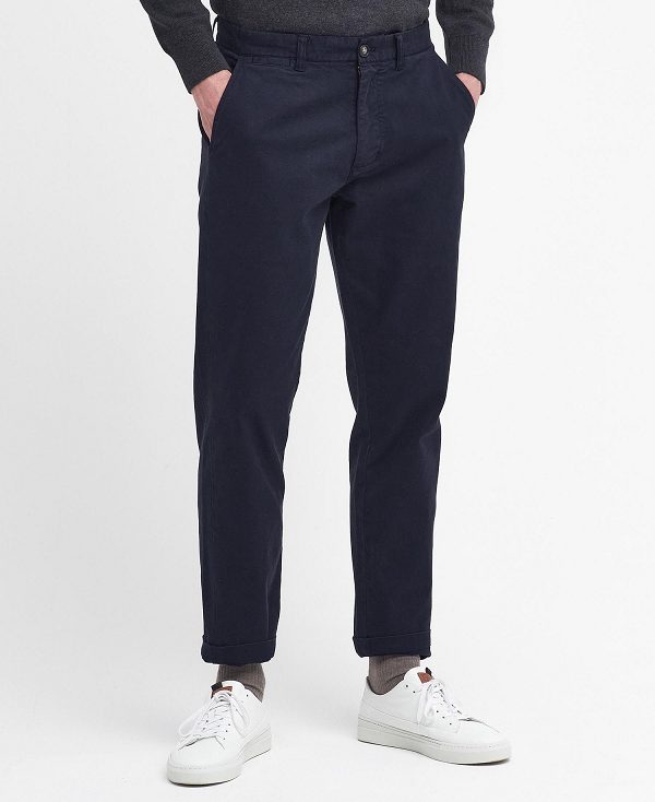 Barbour Washed Stretch Tailored Trousers Mørkeblå | BABO88816