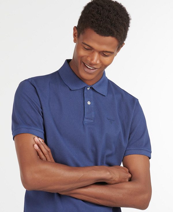 Barbour Washed-out Sports Polo Shirt Blå | BABO88037