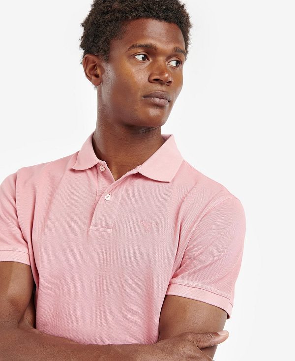 Barbour Washed-out Sports Polo Shirt Lyserød Lyseblå | BABO88042