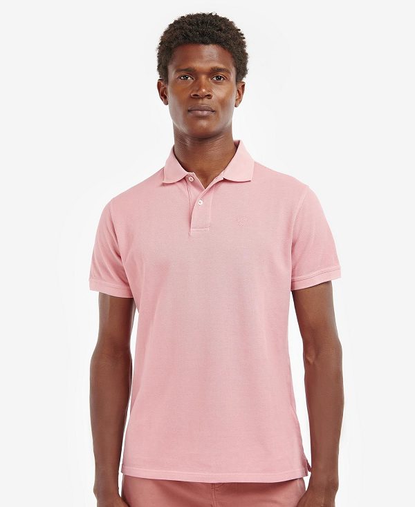 Barbour Washed-out Sports Polo Shirt Lyserød Lyseblå | BABO88042